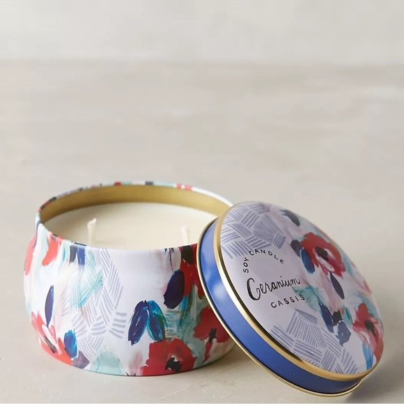 Anthropologie Other - Anthropologie Spring Eden Tin Candle Geranium Cassi